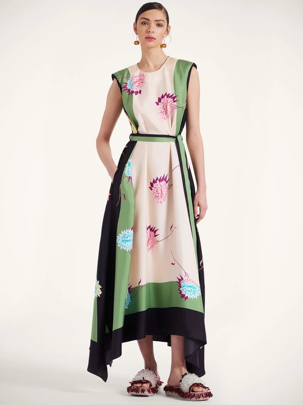 La DoubleJ San Carlo Dress Derby Placée Multicolor in Silk